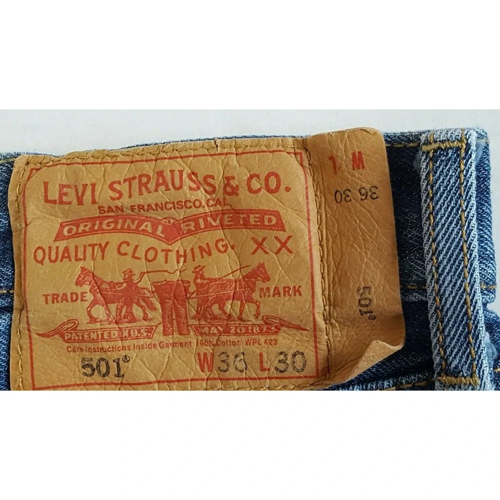 Levi Levi's 501 Men's Jeans 36x30 Straight Fit Button Fly Blue 100% Cotton